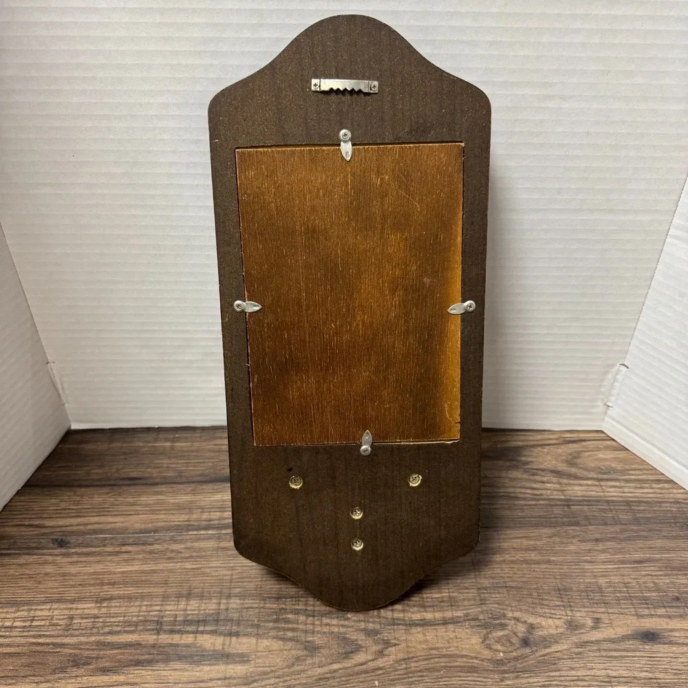 Vintage Wooden Mirror Wall Shelf Dark Mahogany Color Oval Mirror